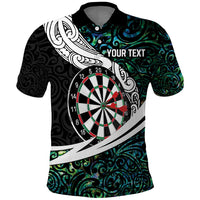 Personalized NZ Darts Polo Shirt Paua Shell Maori Koru Whakairo - Polynesian Pride