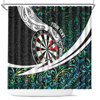 Personalized NZ Darts Shower Curtain Paua Shell Maori Koru Whakairo - Polynesian Pride