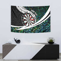 Personalized NZ Darts Tapestry Paua Shell Maori Koru Whakairo - Polynesian Pride