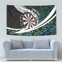 Personalized NZ Darts Tapestry Paua Shell Maori Koru Whakairo - Polynesian Pride