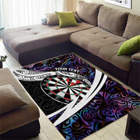 Personalized NZ Darts Area Rug Paua Shell Maori Koru Whakairo - Purple - Polynesian Pride