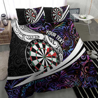 Personalized NZ Darts Bedding Set Paua Shell Maori Koru Whakairo - Purple - Polynesian Pride