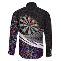 Personalized NZ Darts Family Matching Puletasi and Hawaiian Shirt Paua Shell Maori Koru Whakairo - Purple - Polynesian Pride