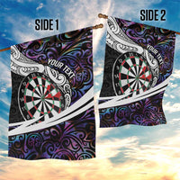 Personalized NZ Darts Garden Flag Paua Shell Maori Koru Whakairo - Purple - Polynesian Pride
