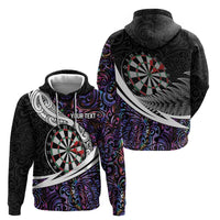 Personalized NZ Darts Hoodie Paua Shell Maori Koru Whakairo - Purple - Polynesian Pride