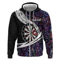 Personalized NZ Darts Hoodie Paua Shell Maori Koru Whakairo - Purple - Polynesian Pride