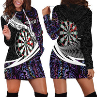 Personalized NZ Darts Hoodie Dress Paua Shell Maori Koru Whakairo - Purple LT7 - Polynesian Pride