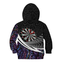 Personalized NZ Darts Kid Hoodie Paua Shell Maori Koru Whakairo - Purple - Polynesian Pride