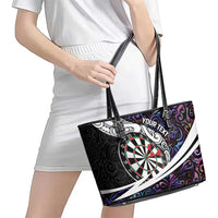 Personalized NZ Darts Leather Tote Bag Paua Shell Maori Koru Whakairo - Purple - Polynesian Pride