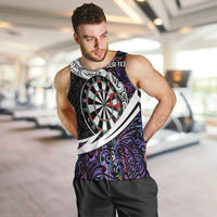 Personalized NZ Darts Men Tank Top Paua Shell Maori Koru Whakairo - Purple - Polynesian Pride