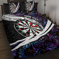 Personalized NZ Darts Quilt Bed Set Paua Shell Maori Koru Whakairo - Purple - Polynesian Pride