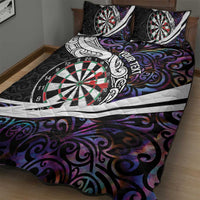 Personalized NZ Darts Quilt Bed Set Paua Shell Maori Koru Whakairo - Purple - Polynesian Pride