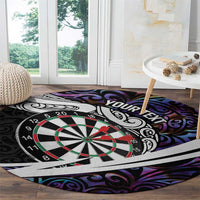 Personalized NZ Darts Round Carpet Paua Shell Maori Koru Whakairo - Purple - Polynesian Pride