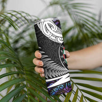 Personalized NZ Darts Skinny Tumbler Paua Shell Maori Koru Whakairo - Purple - Polynesian Pride