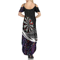 Personalized NZ Darts Summer Maxi Dress Paua Shell Maori Koru Whakairo - Purple LT7 - Polynesian Pride