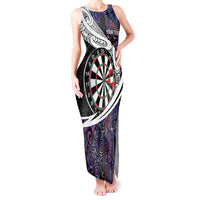 Personalized NZ Darts Tank Maxi Dress Paua Shell Maori Koru Whakairo - Purple - Polynesian Pride