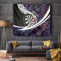 Personalized NZ Darts Tapestry Paua Shell Maori Koru Whakairo - Purple - Polynesian Pride