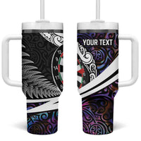 Personalized NZ Darts Tumbler With Handle Paua Shell Maori Koru Whakairo - Purple - Polynesian Pride