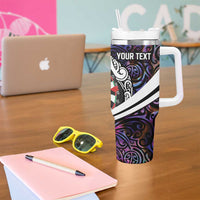 Personalized NZ Darts Tumbler With Handle Paua Shell Maori Koru Whakairo - Purple - Polynesian Pride