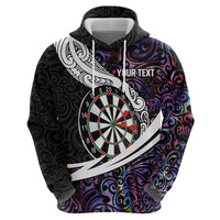 Personalized NZ Darts Zip Hoodie Paua Shell Maori Koru Whakairo - Purple LT7 - Polynesian Pride