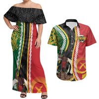 Ni-Vanuatu Indipendens Dei Celebretem Couples Matching Off Shoulder Maxi Dress and Hawaiian Shirt Yumi Yumi Yumi