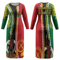 Ni-Vanuatu Indipendens Dei Celebretem Family Matching Long Sleeve Bodycon Dress and Hawaiian Shirt Yumi Yumi Yumi