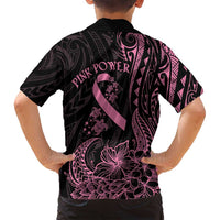 Polynesian Pink Power Family Matching Off Shoulder Maxi Dress and Hawaiian Shirt Breast Cancer Ribbon Turtle and Flowers