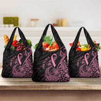 Polynesian Pink Power Grocery Bag Breast Cancer Ribbon Turtle and Flowers