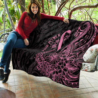 Polynesian Pink Power Quilt Breast Cancer Ribbon Turtle and Flowers