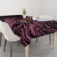 Polynesian Pink Power Tablecloth Breast Cancer Ribbon Turtle and Flowers