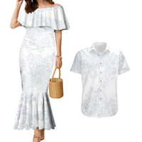 Samoa White Sunday Couples Matching Mermaid Dress and Hawaiian Shirt Hibiscus Special LT7 White - Polynesian Pride
