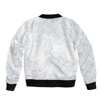 Samoa White Sunday Sleeve Zip Bomber Jacket Hibiscus Special LT7 - Polynesian Pride
