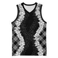 Hawaii Aloha Plumeria Lei Black Palaka Basketball Jersey LT7 Unisex Black - Polynesian Pride