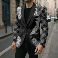 Hawaii Aloha Plumeria Lei Black Palaka Blazer - Polynesian Pride