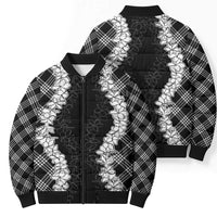 Hawaii Aloha Plumeria Lei Black Palaka Bomber Puffer Jacket LT7 - Polynesian Pride