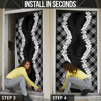 Hawaii Aloha Plumeria Lei Black Palaka Door Cover - Polynesian Pride