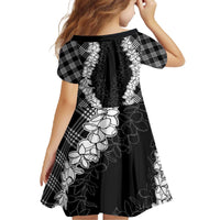 Hawaii Aloha Plumeria Lei Black Palaka Family Matching Off The Shoulder Long Sleeve Dress and Hawaiian Shirt - Polynesian Pride