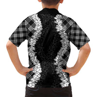 Hawaii Aloha Plumeria Lei Black Palaka Kid Hawaiian Shirt LT7 - Polynesian Pride