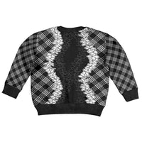 Hawaii Aloha Plumeria Lei Black Palaka Kid Ugly Christmas Sweater - Polynesian Pride