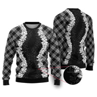 Hawaii Aloha Plumeria Lei Black Palaka Ugly Christmas Sweater - Polynesian Pride