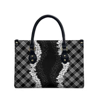 Hawaii Aloha Plumeria Lei Black Palaka Leather Bag - Polynesian Pride