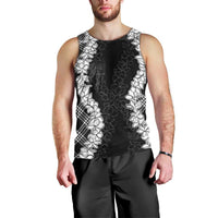 Hawaii Aloha Plumeria Lei Black Palaka Men Tank Top LT7 - Polynesian Pride