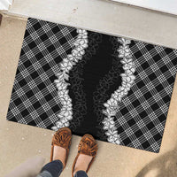 Hawaii Aloha Plumeria Lei Black Palaka Rubber Doormat LT7 - Polynesian Pride