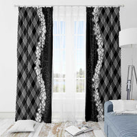 Hawaii Aloha Plumeria Lei Black Palaka Window Curtain - Polynesian Pride