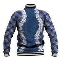 Hawaii Aloha Plumeria Lei Navy Palaka Baseball Jacket LT7 - Polynesian Pride