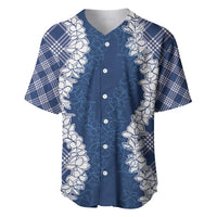 Hawaii Aloha Plumeria Lei Navy Palaka Baseball Jersey - Polynesian Pride
