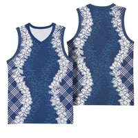 Hawaii Aloha Plumeria Lei Navy Palaka Basketball Jersey LT7 - Polynesian Pride