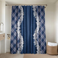 Hawaii Aloha Plumeria Lei Navy Palaka Bathroom Set - Polynesian Pride