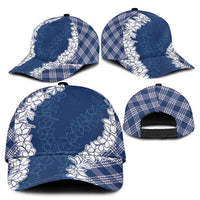 Hawaii Aloha Plumeria Lei Navy Palaka Classic Cap - Polynesian Pride