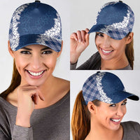 Hawaii Aloha Plumeria Lei Navy Palaka Classic Cap LT7 - Polynesian Pride